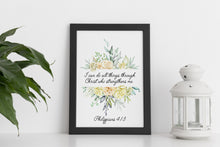 Load image into Gallery viewer, Philippians 4:13 - Scripture wall art - I can do all things through Christ - Bible Verse Wall art - Christian wall art