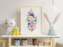 Load image into Gallery viewer, Watercolor Wildflower Bouquet print - Wild Roses painting poster Bedroom decor - Colorful wall art illustration UNFRAMED