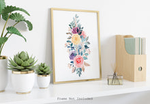 Load image into Gallery viewer, Watercolor Wildflower Bouquet print - Wild Roses painting poster Bedroom decor - Colorful wall art illustration UNFRAMED