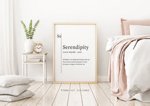 Load image into Gallery viewer, Serendipity Meaning print - Serendipity Definition Poster - Dictionary Wall Art - UNFRAMED