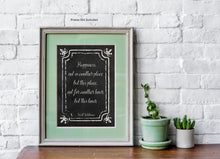 Load image into Gallery viewer, Walt Whitman Quote - Happiness, not in another place but this place - poetry print literary wall art print UNFRAMED - Chalkboard style