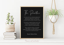 Load image into Gallery viewer, The Panther- Rainer Maria Rilke Poem - Poem Art Print - UNFRAMED