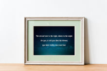 Load image into Gallery viewer, Peter Pan Quote, The second star to the right, shines in the night for you - Book Quote Print for nursery UNFRAMED