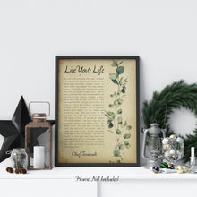 Load image into Gallery viewer, Live Your Life by Chief Tecumseh Native American Poetry Poster Print, Physical Print Without Frame