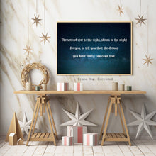 Load image into Gallery viewer, Peter Pan Quote, The second star to the right, shines in the night for you - Book Quote Print for nursery UNFRAMED