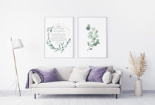Load image into Gallery viewer, Set of 2 prints E.E. Cummings Poem I carry your heart (I carry it in my heart) Art Print Home Decor poetry wall art - Watercolor Eucalyptus