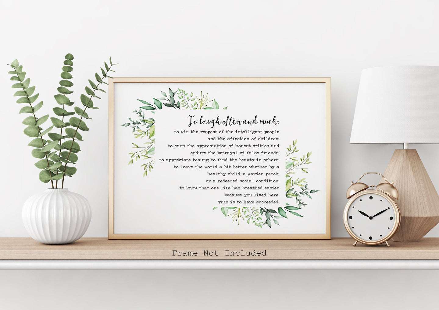 To Laugh Often and Much Ralph Waldo Emerson Quote - This is to have succeeded - Horizontal Print for library decor office Art dorm decor