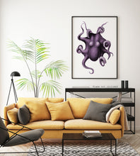 Load image into Gallery viewer, Vintage Octopus wall art print - Nautical wall art UNFRAMED
