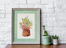 Load image into Gallery viewer, Watercolor succulent print - Succulent painting poster Girls Bedroom decor 11x14 print UNFRAMED
