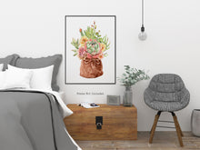 Load image into Gallery viewer, Watercolor succulent print - Succulent painting poster Girls Bedroom decor 11x14 print UNFRAMED