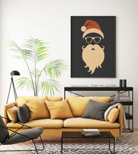 Load image into Gallery viewer, Modern Santa Wall Art, Christmas Decor, Hipster Santa Claus Art print