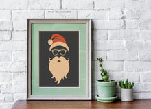 Load image into Gallery viewer, Modern Santa Wall Art, Christmas Decor, Hipster Santa Claus Art print