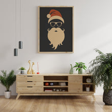 Load image into Gallery viewer, Modern Santa Wall Art, Christmas Decor, Hipster Santa Claus Art print