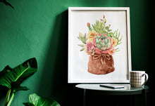Load image into Gallery viewer, Watercolor succulent print - Succulent painting poster Girls Bedroom decor 11x14 print UNFRAMED