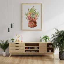 Load image into Gallery viewer, Watercolor succulent print - Succulent painting poster Girls Bedroom decor 11x14 print UNFRAMED