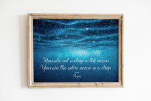 Load image into Gallery viewer, Rumi quote - Drop In The Ocean - inspirational wall art Unframed poster