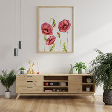 Load image into Gallery viewer, Poppy Flower Illustration print - Watercolor Poppy Poster UNFRAMED