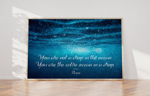 Load image into Gallery viewer, Rumi quote - Drop In The Ocean - inspirational wall art Unframed poster