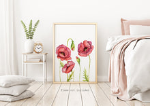 Load image into Gallery viewer, Poppy Flower Illustration print - Watercolor Poppy Poster UNFRAMED