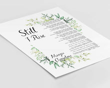 Load image into Gallery viewer, Still I Rise Maya Angelou poem Feminist Art Wall Art self respect quote Bedroom decor office decor dorm decorations Watercolor UNFRAMED