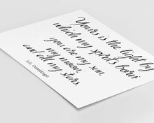 Load image into Gallery viewer, E.E. Cummings quote you are my sun, my moon, and all my stars Art Print Home Decor poetry wall art horizontal wall art UNFRAMED