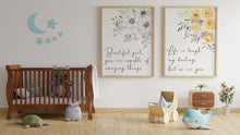 Load image into Gallery viewer, Set of 2 Prints - Life is tough but so are you & Beautiful girl UNFRAMED Inspirational nursery prints, Watercolor flowers print