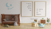 Load image into Gallery viewer, E.E. Cummings I carry your heart (I carry it in my heart) dorm decor Art Print Home Decor love poem UNFRAMED
