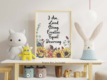 Load image into Gallery viewer, Personalized Affirmation Poster - Positive Affirmation Wall Art - I Am Loved, I Am Strong, I Am Deserving - Physical Print Without Frame