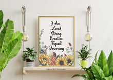 Load image into Gallery viewer, Personalized Affirmation Poster - Positive Affirmation Wall Art - I Am Loved, I Am Strong, I Am Deserving - Physical Print Without Frame