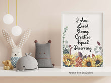 Load image into Gallery viewer, Personalized Affirmation Poster - Positive Affirmation Wall Art - I Am Loved, I Am Strong, I Am Deserving - Physical Print Without Frame