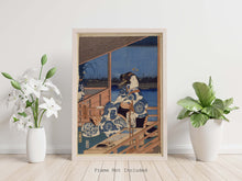 Load image into Gallery viewer, Hiroshige Print - Japanese Art - Moonlight View of Tsukuda with Lady on a Balcony