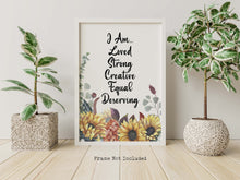 Load image into Gallery viewer, Personalized Affirmation Poster - Positive Affirmation Wall Art - I Am Loved, I Am Strong, I Am Deserving - Physical Print Without Frame