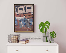 Load image into Gallery viewer, Hiroshige Print - Japanese Art - Enjoying the fireworks and the cool of the evening at Ryogoku bridge in the Eastern Capital