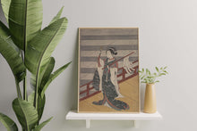 Load image into Gallery viewer, Japanese Wall Art - Harunobu Suzuki - Girl on Balcony above Stone Stairway