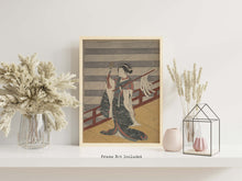 Load image into Gallery viewer, Japanese Wall Art - Harunobu Suzuki - Girl on Balcony above Stone Stairway