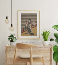 Load image into Gallery viewer, Japanese Wall Art - Harunobu Suzuki - Girl on Balcony above Stone Stairway