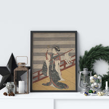Load image into Gallery viewer, Japanese Wall Art - Harunobu Suzuki - Girl on Balcony above Stone Stairway