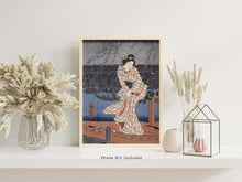 Load image into Gallery viewer, Hiroshige Print - Japanese Art - Evening on the Sumida river