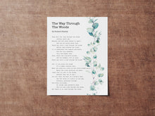 Load image into Gallery viewer, The Way Through The Woods Rudyard Kipling Poem - Watercolor Eucalyptus Print - UNFRAMED Poster Minimalist Typography Print