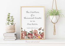Load image into Gallery viewer, Emerson - The Creation of a Thousand Forests is in One Acorn Ralph Waldo Emerson Quote Poster Print