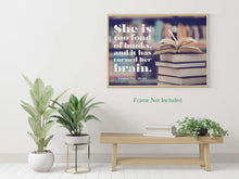 Load image into Gallery viewer, Louisa May Alcott Quote - Reading Nook Decor - She is too fond of books, and it has turned her brain - Physical Art Print Without Frame