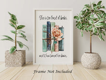 Load image into Gallery viewer, Louisa May Alcott Quote About Reading - She is too fond of books, and it has turned her brain - Physical Art Print Without Frame