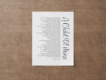 Load image into Gallery viewer, A Child Of Mine - Edgar Guest Poem - To All Parents Poem - Girl, Boy, Gender Neutral - Mourning, Grief or Bereavement Poem - Unframed