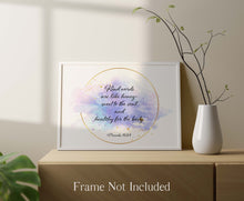 Load image into Gallery viewer, Kind words are like honey- sweet to the soul and healthy for the body Proverbs 16:24 - Bible verse wall art