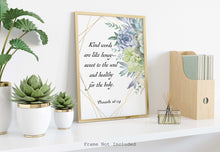 Load image into Gallery viewer, Bible verse wall art - Proverbs 16:24 Kind words are like honey- sweet to the soul and healthy for the body - Succulent wall art