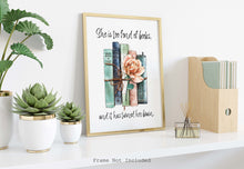 Load image into Gallery viewer, Louisa May Alcott Quote About Reading - She is too fond of books, and it has turned her brain - Physical Art Print Without Frame