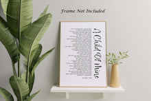 Load image into Gallery viewer, A Child Of Mine - Edgar Guest Poem - To All Parents Poem - Girl, Boy, Gender Neutral - Mourning, Grief or Bereavement Poem - Unframed