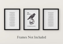 Load image into Gallery viewer, The Raven Set of 3 Edgar Allan Poe Poem Poster Prints - Quoth the Raven “Nevermore.” - Macabre Decor - Literary Wall Art