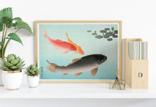 Load image into Gallery viewer, Japanese Wall Art - Common and Golden Carp (1935) by Ohara Koson - Physical Print Without Frame
