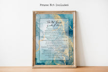 Load image into Gallery viewer, Wild Geese Poem Poster Print - Mary Oliver Poem on a blue and gold background - Physical print without frame